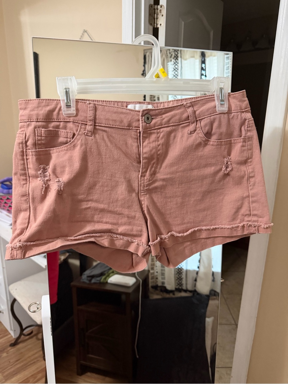 BONGO Dusty Rose Distressed Jean Shorts